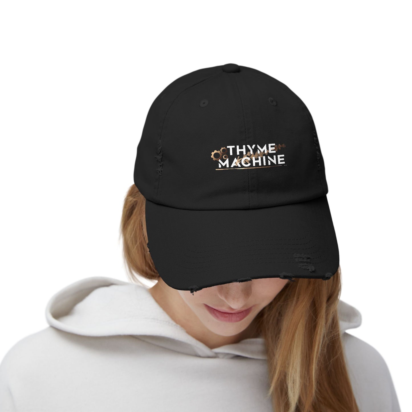 Official Thyme Machine Cafe Logo Distressed Cap – Lebanese Food Truck Hat